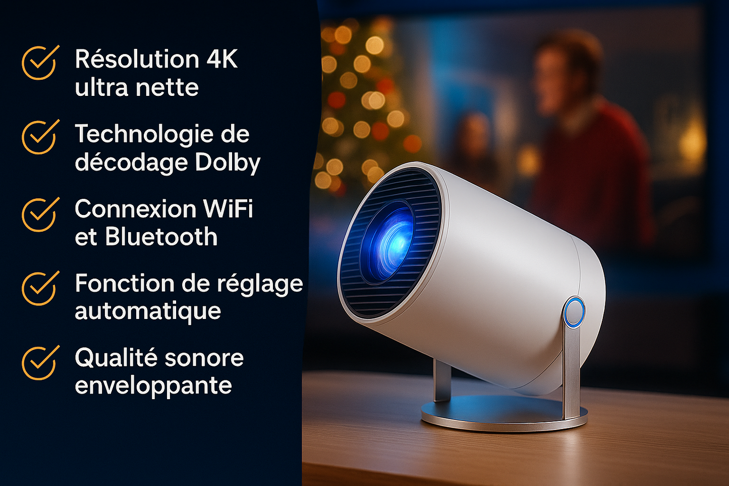 Spotivio Projecteur 4K Portable